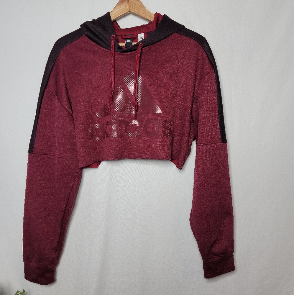 Adidas Cropped Pull Over Sweater Hoodie